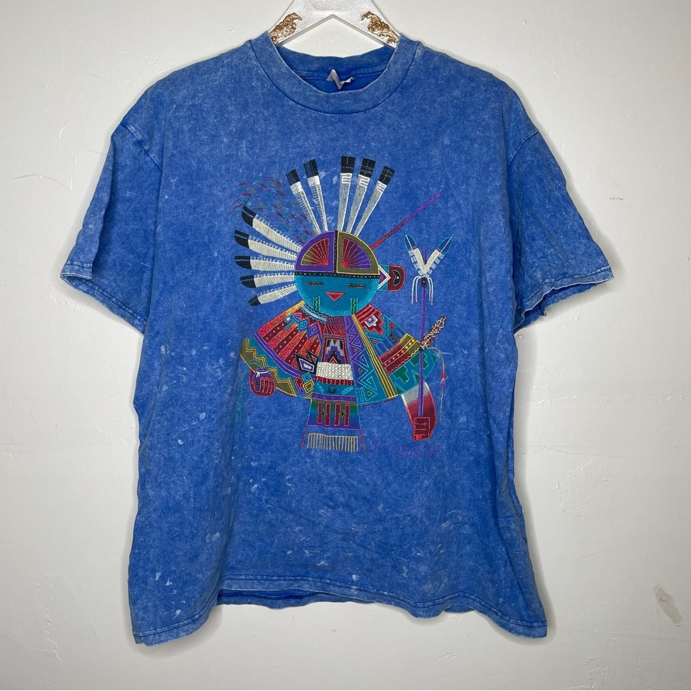 ARIZONA AZTEC ACID WASH BLUE T SHIRT SZ XL